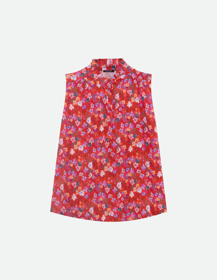 COLIBRI - Top rouge imprim&eacute; floral d'&eacute;t&eacute; -6