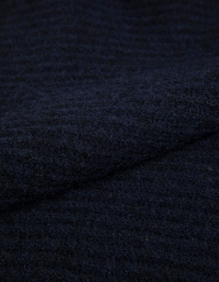 TOPAZ - Pull bleu tricot c&ocirc;tel&eacute; col roul&eacute;-3