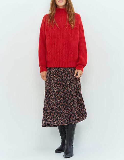 TENERIFE - Pull rouge en tricot fantaisie - One Step