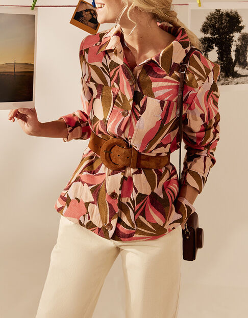 VIVI - Veste saharienne melon à imprimé arty jungle - One Step