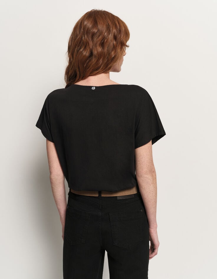 MAGICA - T-shirt noir coton bio danseuse dorée revisitée-3