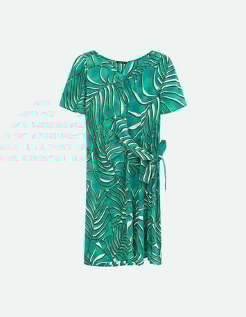 RAMI - Robe green grass &agrave; imprim&eacute; palmes arty-5