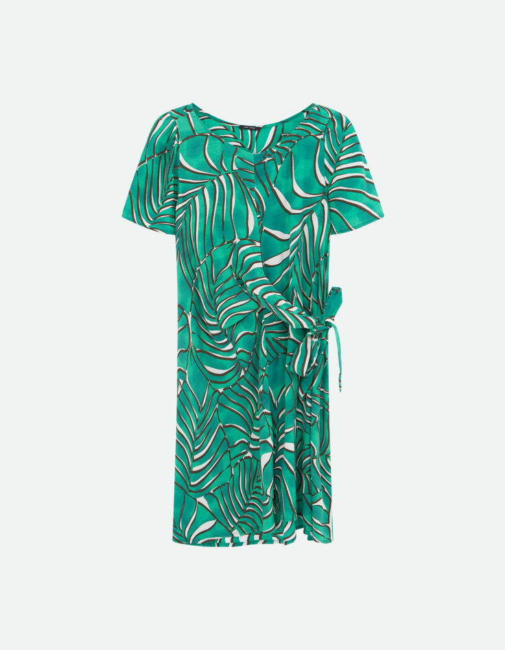 RAMI - Robe green grass &agrave; imprim&eacute; palmes arty-5