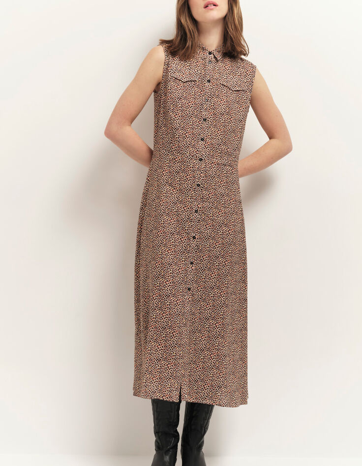 ROXY - Robe chemise longue sand à imprimé mini girafon-1