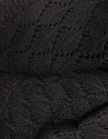 TACEY - Pull noir tricot ajouré réversible devant/dos-4