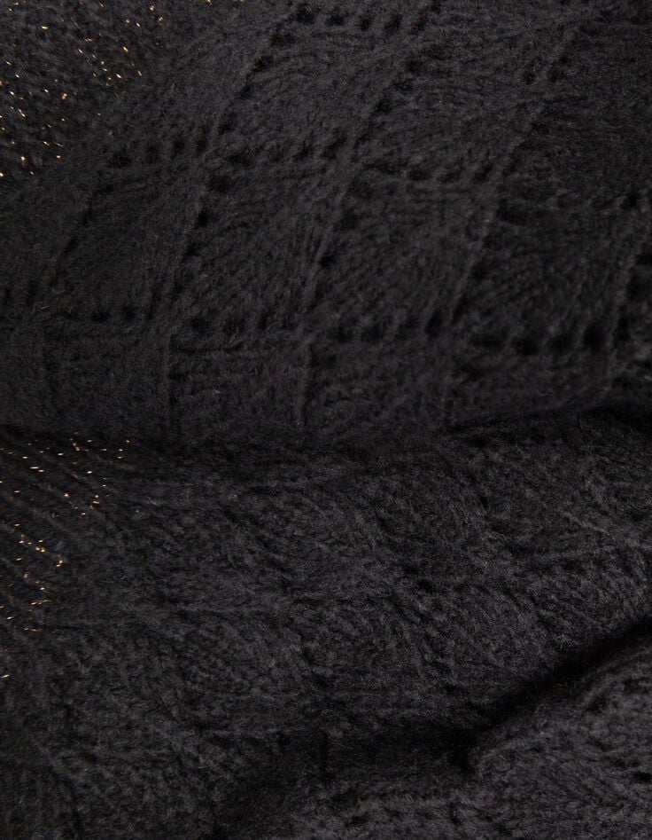 TACEY - Pull noir tricot ajouré réversible devant/dos-4 TACEY - Pull noir tricot ajouré réversible devant/dos-4