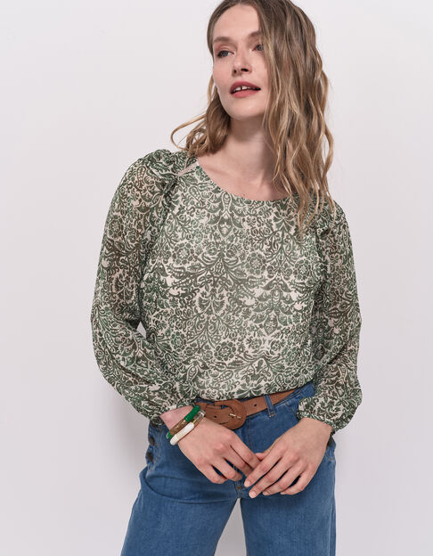 CAMPBELL - Blouse écrue imprimé romance baroque - One Step