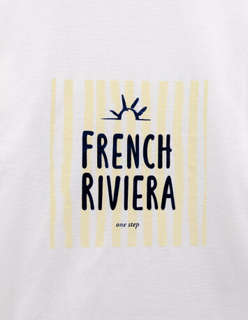 MARSEILLE - T-shirt blanc coton bio message m&eacute;tallis&eacute;-2