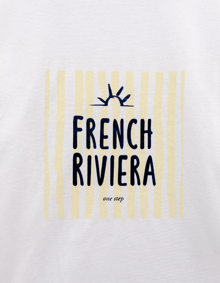 MARSEILLE - T-shirt blanc coton bio message m&eacute;tallis&eacute;-2