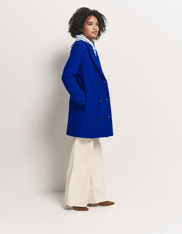 DATURA - Manteau bleu laine bouillie-3