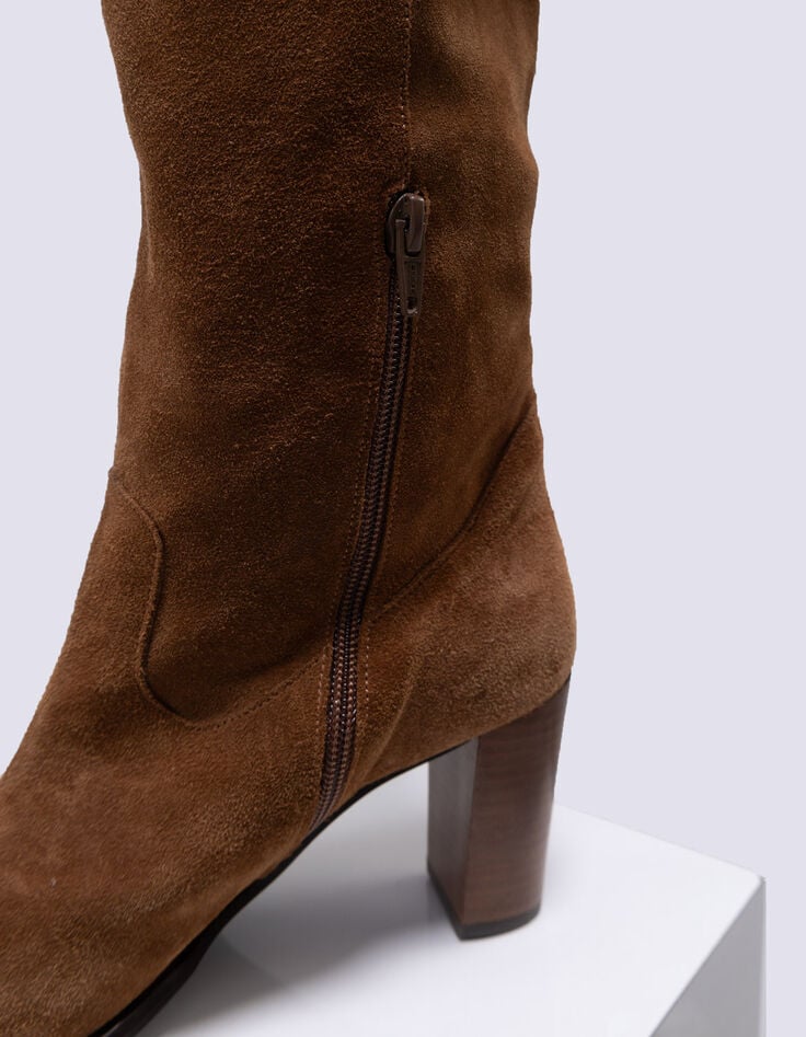 O.ODETTE - Bottes à talon camel cuir velours-3 O.ODETTE - Bottes à talon camel cuir velours-3