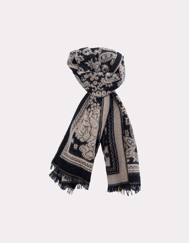 ALISHA - Etole noire jacquard motif cachemire-1