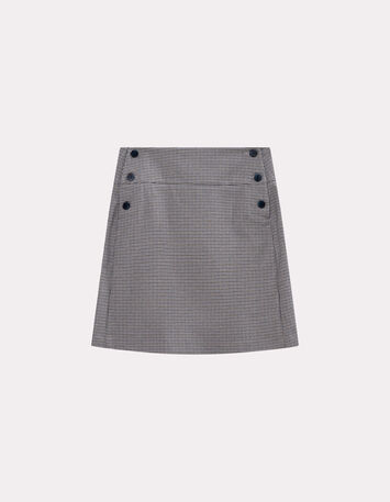 JUJU - Jupe de costume bleue motif pied-de-puce-1