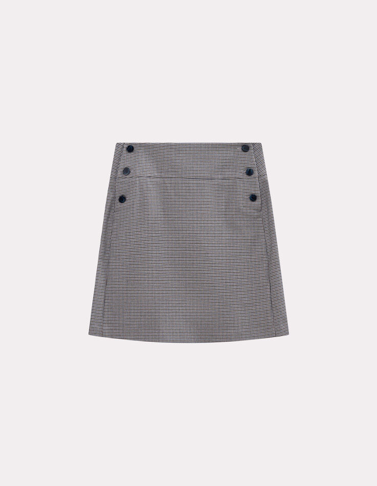 JUJU - Jupe de costume bleue motif pied-de-puce-1