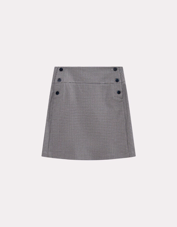 JUJU - Jupe de costume bleue motif pied-de-puce-1 JUJU - Jupe de costume bleue motif pied-de-puce-1
