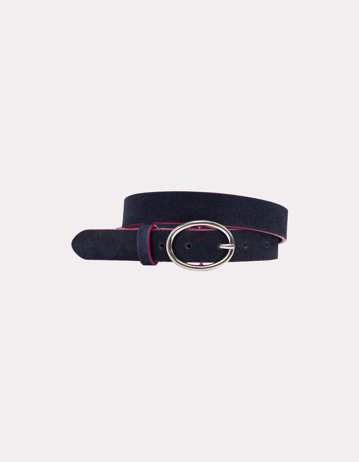 ALYX - Ceinture marine cuir velours bordures roses-1 ALYX - Ceinture marine cuir velours bordures roses-1