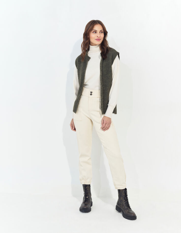 TESSA - Cardigan kaki sans manches tricot lurex-4