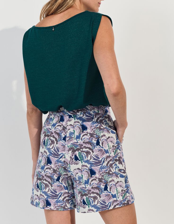 MAFALDA - T-shirt vert fines rayures lurex -3