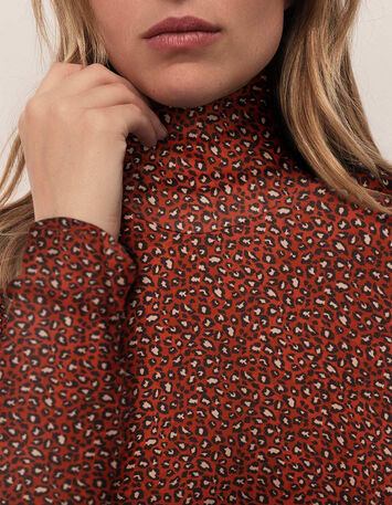 MADLY - T-shirt &agrave; col roul&eacute; rouge &agrave; imprim&eacute; safari-2