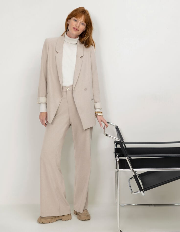 VIGG - Veste de costume beige boutonnage asymétrique-9 VIGG - Veste de costume beige boutonnage asymétrique-9