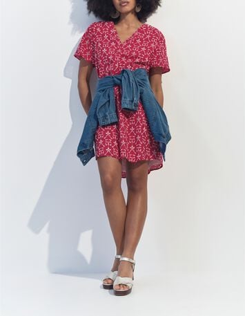 REKO - Robe rose coton bio broderies all-over -4