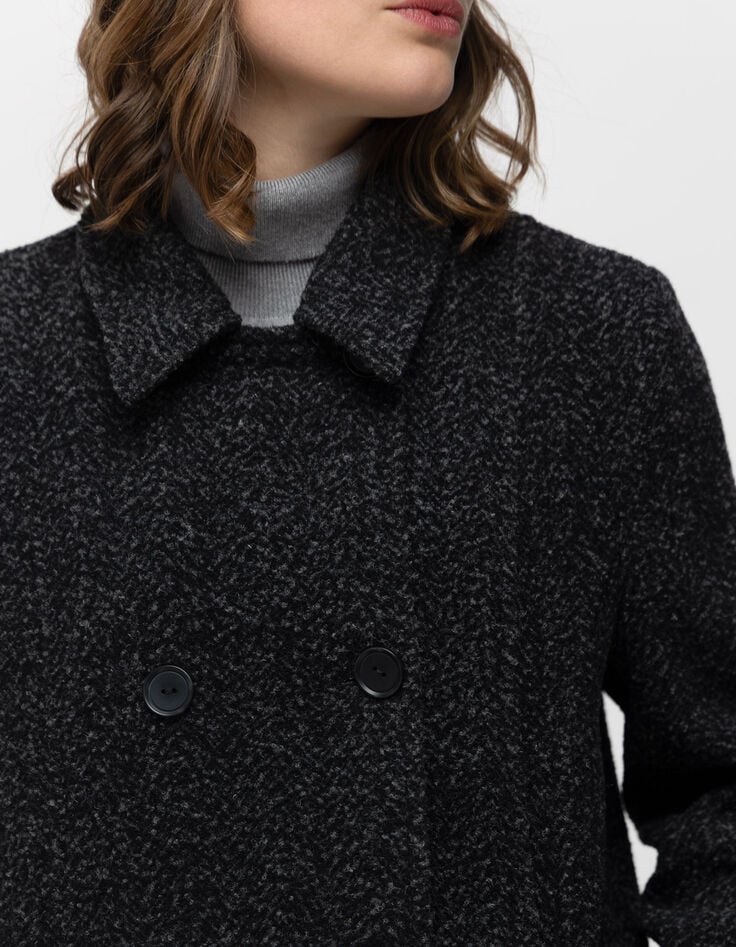 DREDA - Manteau gris drap de laine fantaisie-5