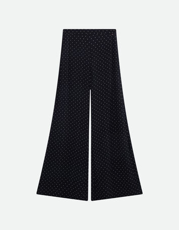PIRANGI - Pantalon fluide noir imprimé carrés écrus-5