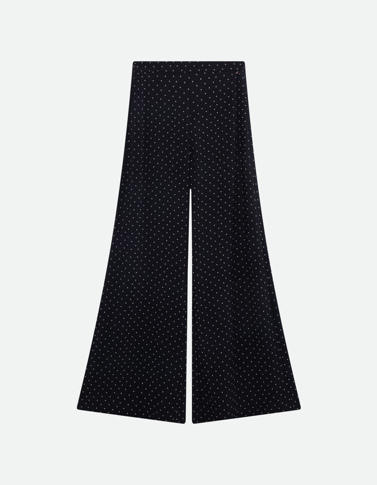 PIRANGI - Pantalon fluide noir imprimé carrés écrus-5