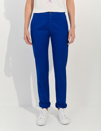 LE EDEN - Pantalon chino bleu surteint -1