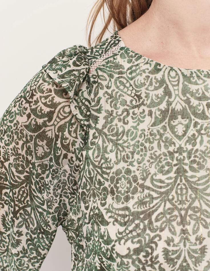 CAMPBELL - Blouse écrue imprimé romance baroque-4