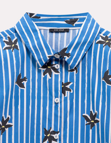 RAYOL - Robe chemise bleue imprim&eacute; rayures printani&egrave;res-2