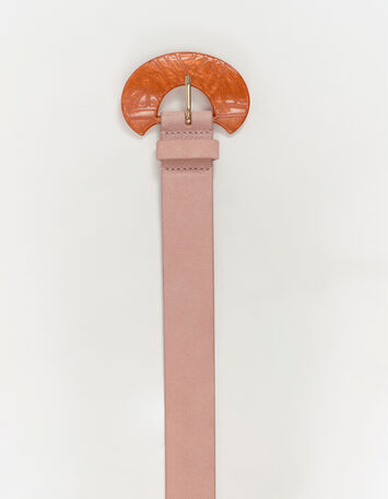 APIS - Ceinture rose en cuir velours certifié-2