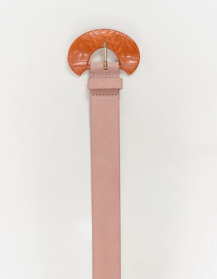 APIS - Ceinture rose en cuir velours certifié-2
