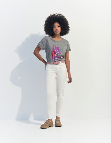 MEIRY - T-shirt gris coton bio message -7