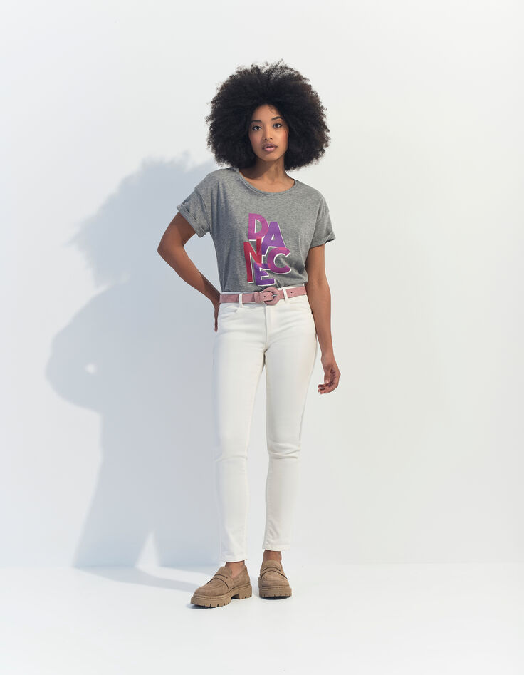 MEIRY - T-shirt gris coton bio message -7