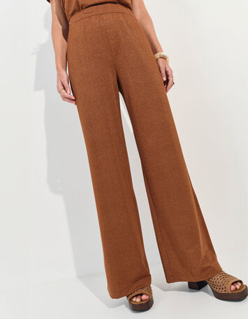 PRIDE - Pantalon marron maille irisée -2