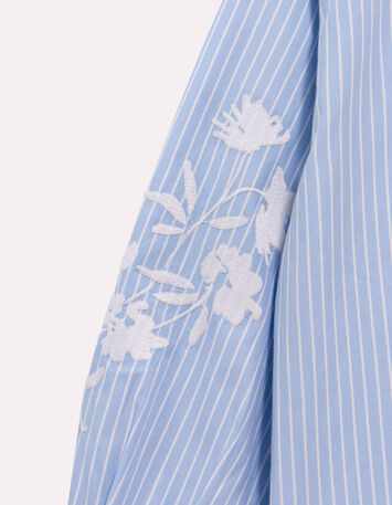 CASABIANCA - Chemise rayures bleues broderies manches-6