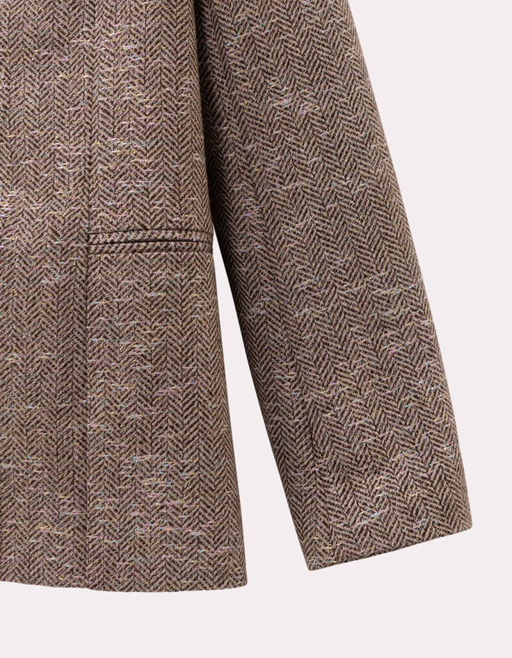 VIVAN - Veste de tailleur beige motif chevrons lurex-3