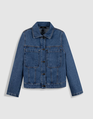 DELPHES - Blouson en jean bleu poches plaqu&eacute;es - One Step