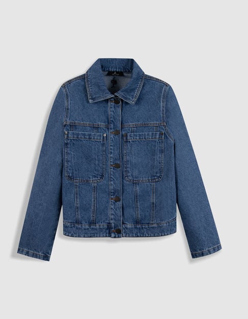 DELPHES - Blouson en jean bleu poches plaqu&eacute;es - One Step