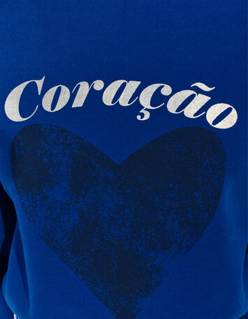 MIDI - Sweat bleu message m&eacute;tallis&eacute; et c&oelig;ur -4