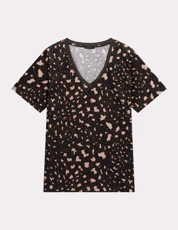 MADIAN - T-shirt kaki coton bio imprimé tachiste animalier-5