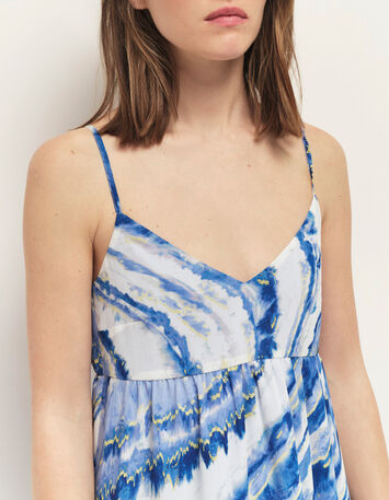 RIKKA - Robe longue estate blue à imprimé vagues d'azur-2