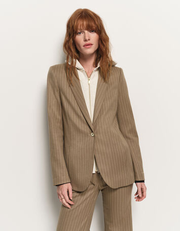 VITO - Veste de costume beige rayures tennis lurex-2