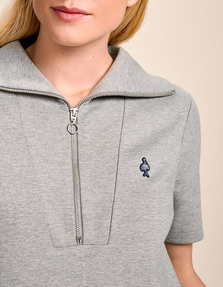 RUIYA - Robe sweat grise à col camionneur-4