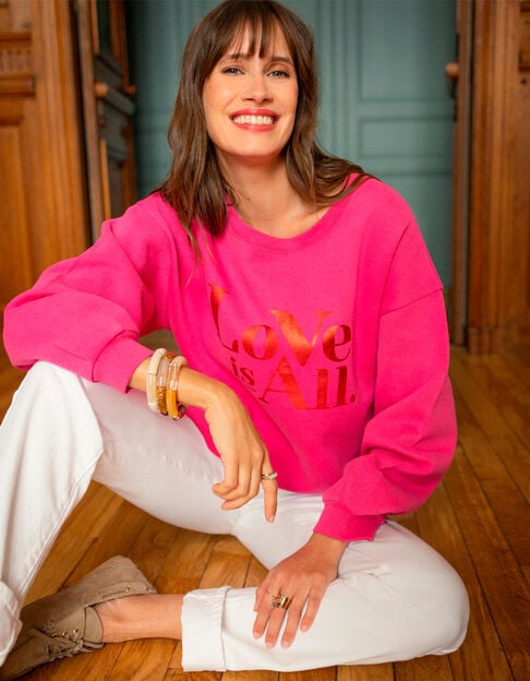 MERAKI - Sweat rose message rouge métallisé  - One Step