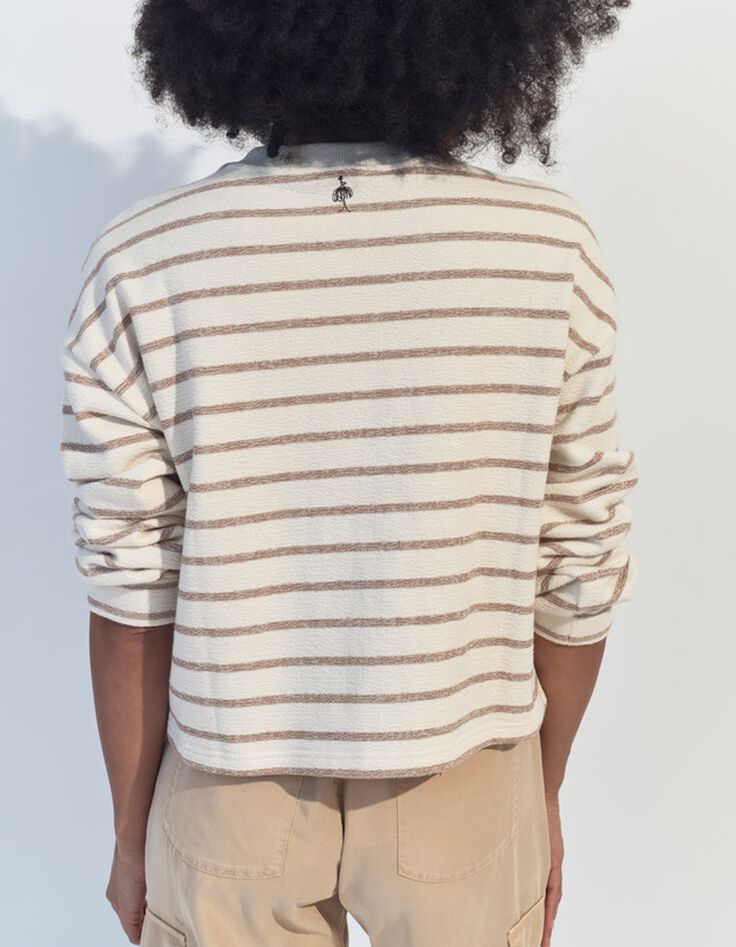 MANNY - Cardigan &eacute;cru  ray&eacute; beige -2