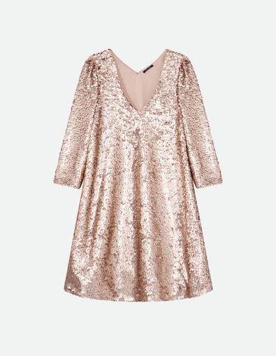 REYNIS - Robe platine brodée maxi sequins - One Step