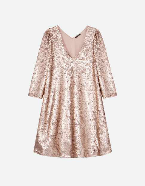 REYNIS - Robe platine brodée maxi sequins - One Step