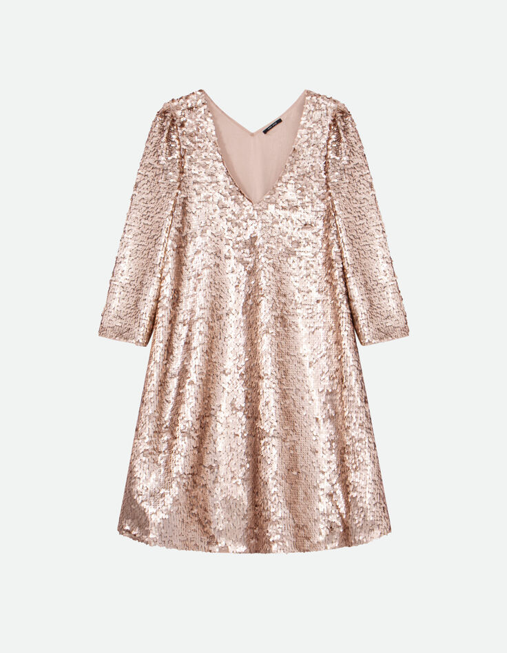 REYNIS - Robe platine brodée maxi sequins-1